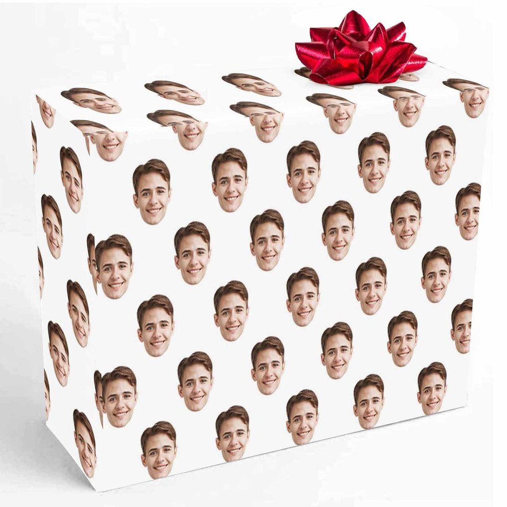 InterestPrint Customized Face Wrapping Paper, Personalized Wrapping Paper Roll White Photo Picture Wrap Paper 58x23 for Women Men Kids Boys Girls Baby Birthday 3 Roll