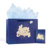 Powbrace 13" Blue Happy Birthday Gift Bag with Tissue Paper and Greeting Card for Party,Happy Birthday Gift Bag for Men Women, Gift Bags Medium size(1 PCS Blue) view 1