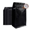 Coffee Bags with Valve (50 PCS,32oz/2lb) Black High Barrier Aluminum Foil Flat Bottom Standing Coffee Beans Storage Packaging Bags, Reusable Heat Seal Side Zipper Pouches for Small Business and Home view 1