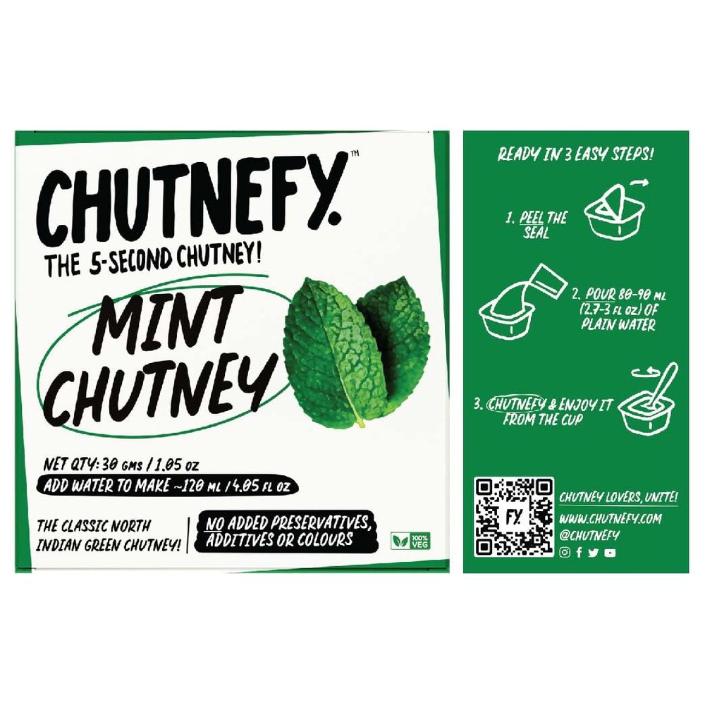 Chutnefy - Mint Chutney - 30gm | Delicious & Ready-to-Eat | 5-Second Instant Chutney | No Preservatives or Additives