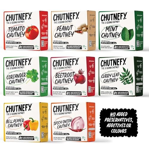 Chutnefy - Home Style Ultimate Chutneys Combo (Pack of 8 -120ml Each)| Delicious & Ready-to-Eat | 5-Second Instant Chutney | No Preservatives or Additives