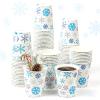 100PCS 9Oz Christmas Snowflake Paper Cups Christmas Paper Cups Xmas Disposable Coffee Cups Snowflake Christmas Cups Drinking Tea Paper Cups Christmas Cups for Christmas Winter Birthday Party Supplies view 1