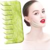 AMHIL Gua sha Scraper Board Natural Jade Stone Comb Gouache Scraper Guasha Jade Massager for Head Scalp Stone Gua Sha Scraper Facial Massage Tool Hair Care Massage Tool Set (Color : Green 2pcs) view 3