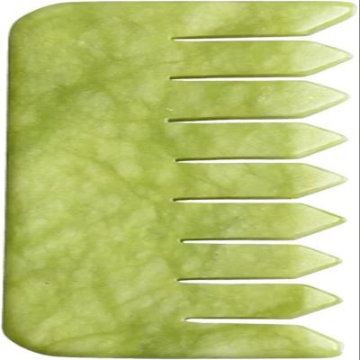 AMHIL Gua sha Scraper Board Natural Jade Stone Comb Gouache Scraper Guasha Jade Massager for Head Scalp Stone Gua Sha Scraper Facial Massage Tool Hair Care Massage Tool Set (Color : Green 1pcs)