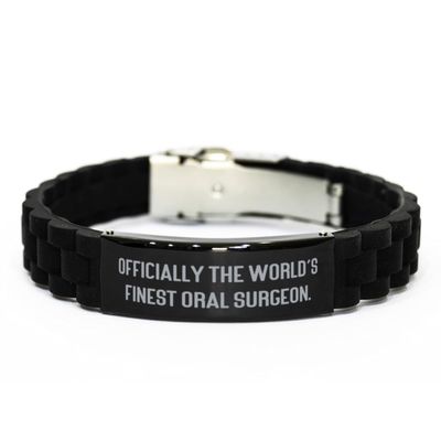 Epic Oral surgeon Gifts, Officially the World's Finest Oral, Birthday Black Glidelock Clasp Bracelet For Oral surgeon from Boss, Dental health, Toothbrush, Toothpaste, Floss, Mouthwash