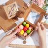 BENECREAT 18 Packs 4x4x1.6 Inch Brown Kraft Paper Box with Clear Windows Foldable Paper Gift Box Goodies Candy Box Dessert Box for Party Wedding Bakery Packaging view 3