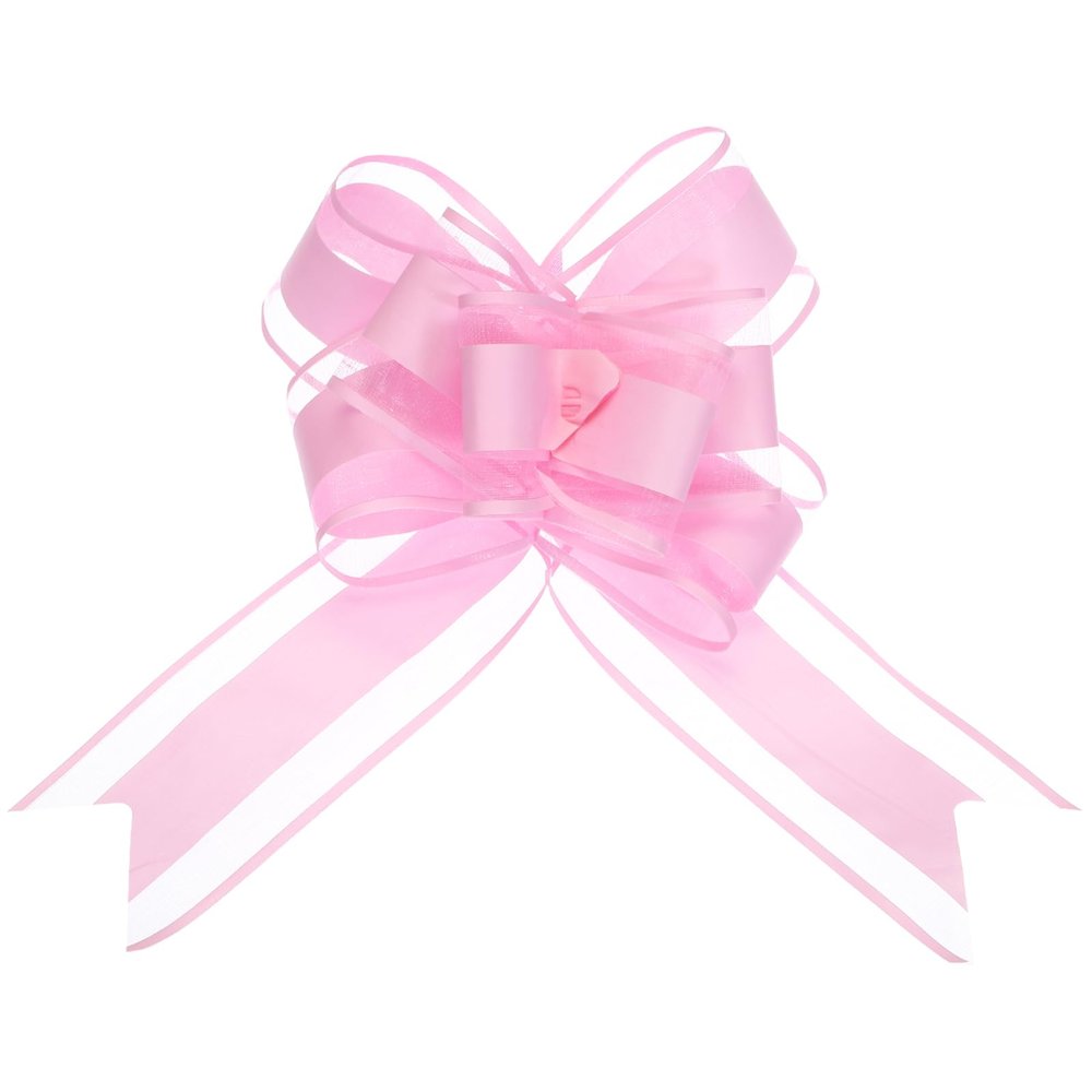 uxcell 20pcs 9 Inch Giant Large Pull Bow Gift Wrapping Organza Bows Ribbon Pink for Wedding Baskets Presents Christmas