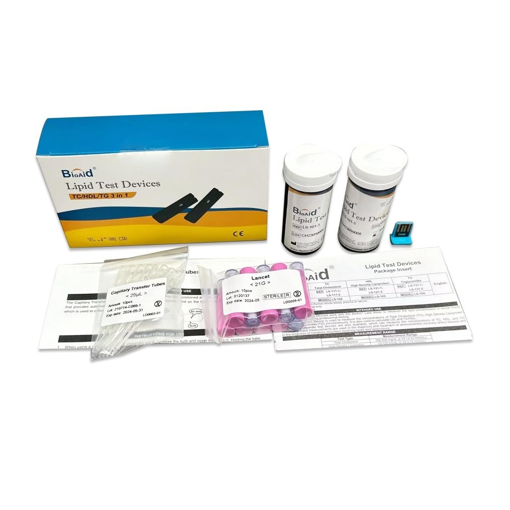 Bioaid 3in1 Lipid Multiparameter Strips 10 pcs Pack with 10 Capillary Tubes