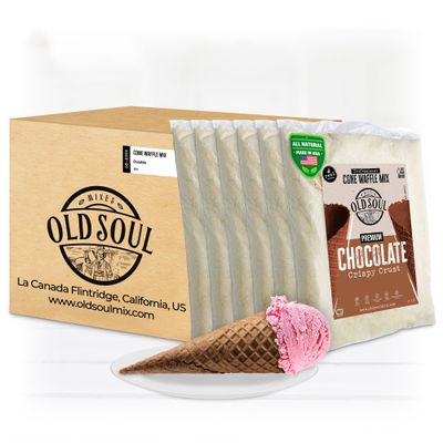 OLDSOUL Professional Cone Waffle Mix | Chocolate Flavor | 30 Lbs | 672 Pcs | Batter Mix | (30 Lbs, Traditional)