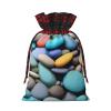 SSIMOO Colored Pebbles Chic Drawstring Christmas Gift Bags,Patchwork Burlap Pull-String Bags,Reusable view 2