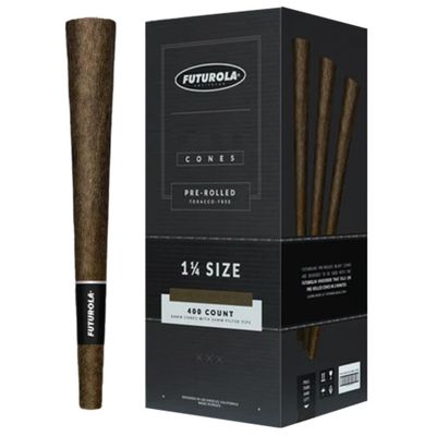 Futurola 1 1/4 Size Pre-Rolled Cones (Pack of 400) - 84mm Cone, 26mm Filter - Clean Taste, Smooth Burning & Additives Free (Blank)