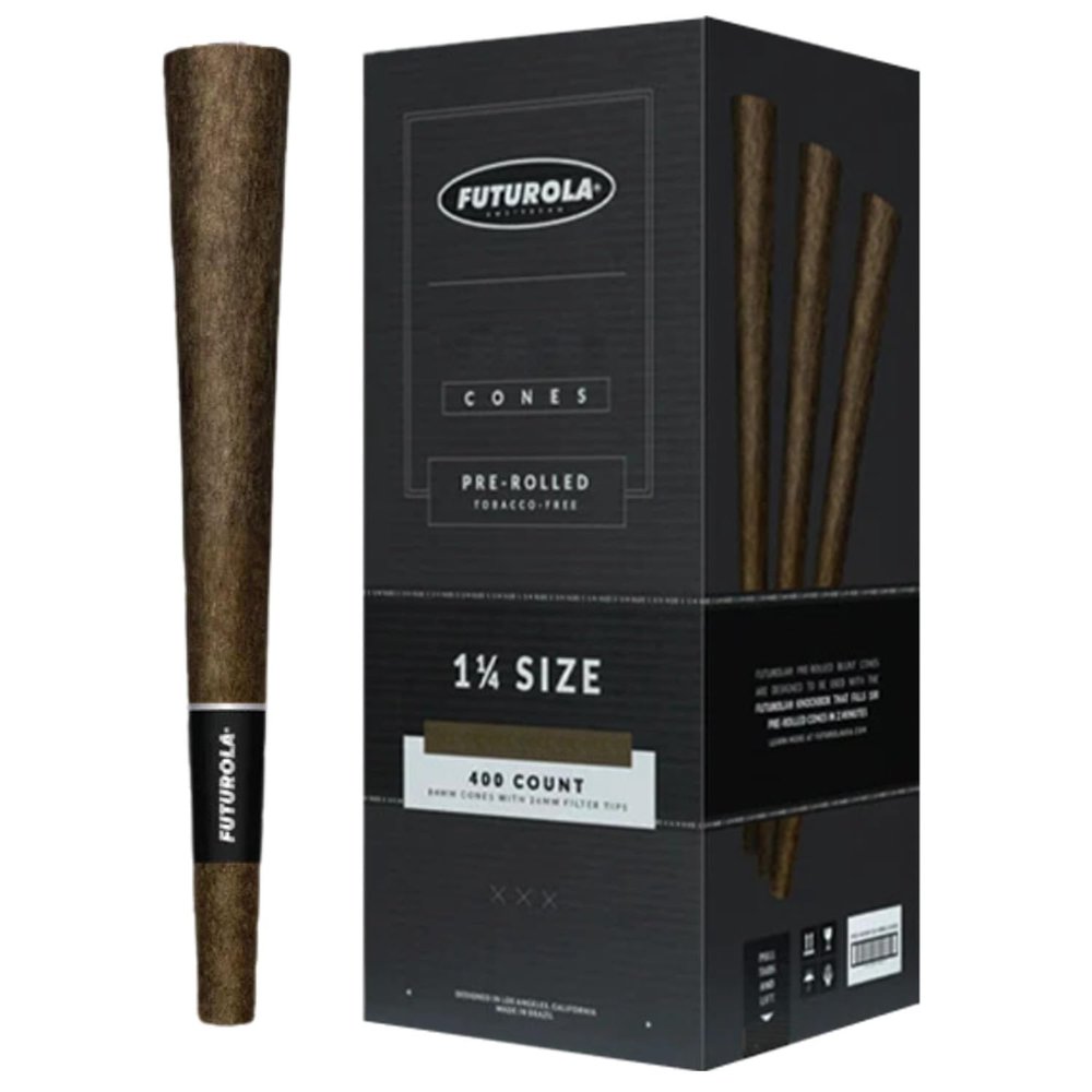 Futurola 1 1/4 Size Pre-Rolled Cones (Pack of 400) - 84mm Cone, 26mm Filter - Clean Taste, Smooth Burning & Additives Free (Blank)