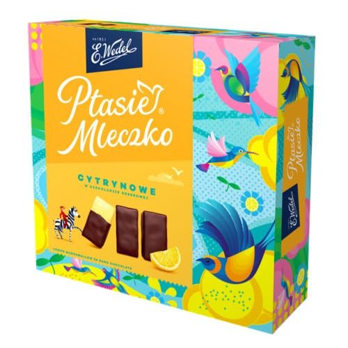E.Wedel Bird's Milk Lemon Flavor 340G - Authentic Polish Candy | Creamy Filling | Tangy Citrus Twist