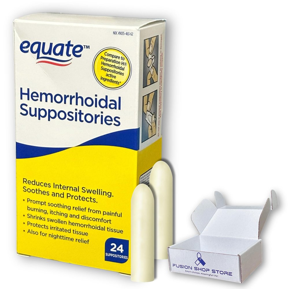 Hemorrhoidal Suppositories - 24 Count, Relief from Day and Night Discomfort of Hemorrhoids (Pack of 1), Boxed by Fusion Shop Store