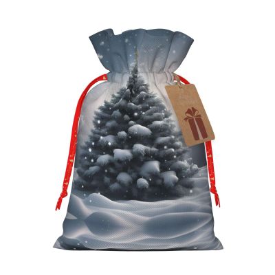 Christmas Tree Snow Holiday-Themed Gift Bags - Stylish,Unique,And Personalized Reusable Drawstring Gift Bags