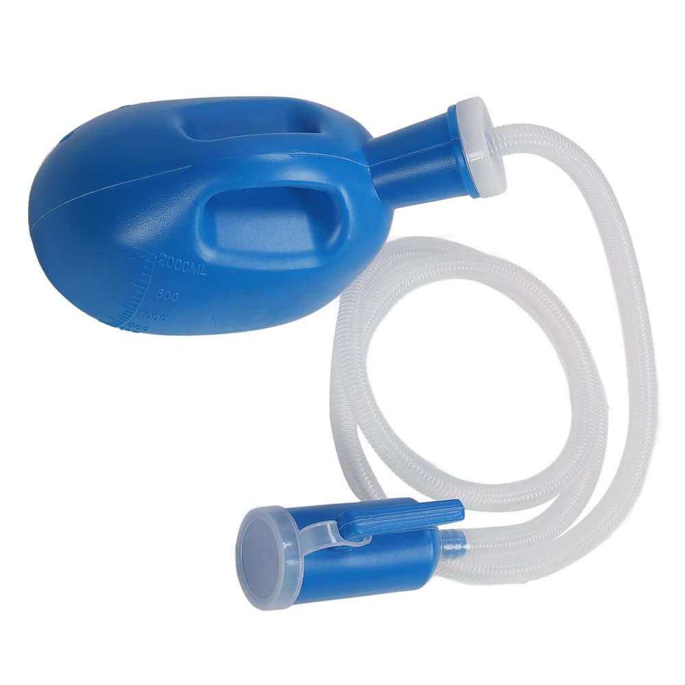 2000ml Urinal Bottle, Portable Long Tube Urinals for Hospital Incontinence, Large Capacity Spill Proof Urine Bottle for Bedridden Patients Elderly Travel Car Truckers, Blue (Men Urinal Bottle)
