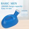 2000ml Urinal Bottle, Portable Long Tube Urinals for Hospital Incontinence, Large Capacity Spill Proof Urine Bottle for Bedridden Patients Elderly Travel Car Truckers, Blue (Men Urinal Bottle) view 3