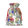 ZISHAK Garden Blossoming Wildflowers Birds Leaves Branches Drawstring Christmas Gift Bag-With Rustic Appeal,For All Your Gift Giving Needs view 1