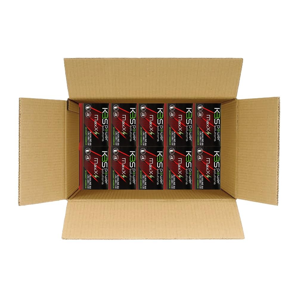 KBS Power Solutions MaxX AA Alkaline Highest Performing Batteries , 20 Packs of 24 batteries= 480 Case Quantity 1.5 Volts Bulk Buy, Business Puchase, Best in Class, Long Lasting ,Leak Free