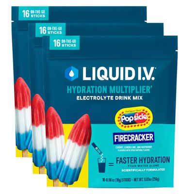 Liquid I.V. Hydration Multiplier - Popsicle Firecracker | Electrolyte Powder Drink Mix | 3 Pack (48 Servings)