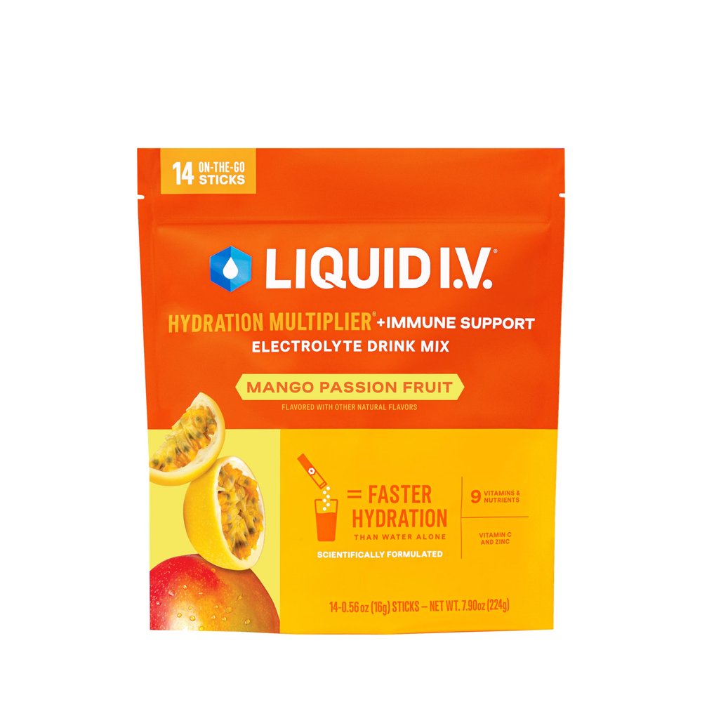 Liquid I.V. Hydration Multiplier +Immune Support - Mango Passionfruit | Electrolyte Powder Drink Mix | 1 Pack (14 Servings)