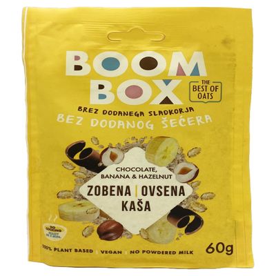 BOOM BOX Chocolate Banana Hazelnut Oatmeal - 60 g - Energizing Breakfast CereaL