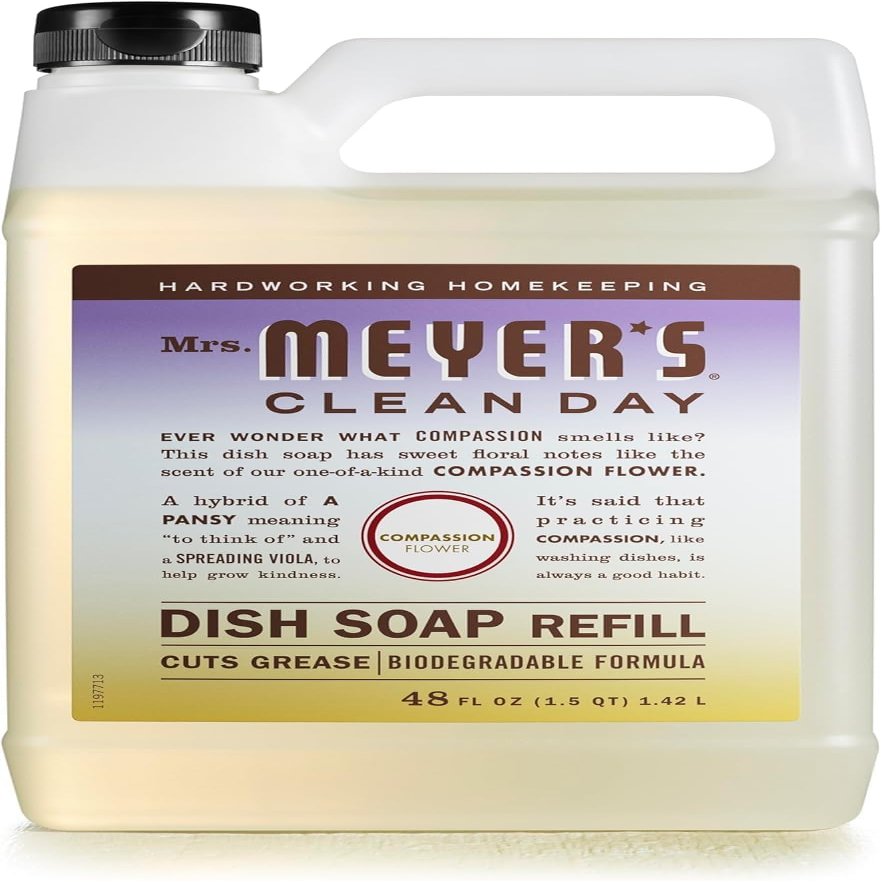MRS. MEYER'S CLEAN DAY Liquid Dish Soap Refill, Compassion Flower, Packaging May Vary, 48 fl. oz