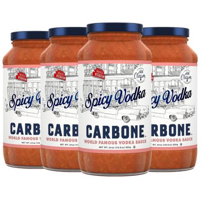 Carbone Spicy Vodka Pasta Sauce | World Famous Signature Recipe | Slow-Cooked with 100% Italian Tomatoes | Vegetarian, Gluten Free, Low Carb, Keto Pasta Sauce, 24 Fl Oz (Pack of 4)