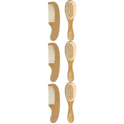 3 Sets Wool Brush Set Newborn Hair Comb Baby Wool Hair Care Hair Comb Baby Supplies Baby Wooden Comb Infant Hair Brush Newborn Baby Comb