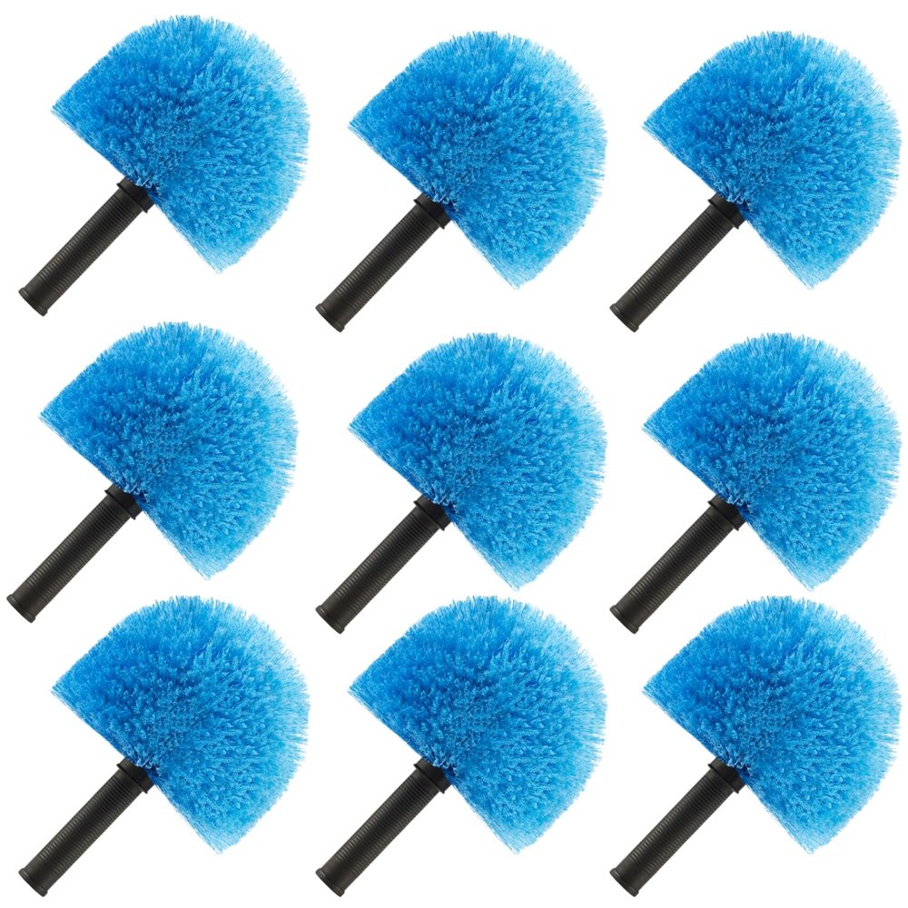 9pcs Twist-on Webster Cobweb Duster Head Brush | Spider Web Remover Brush | Cobweb Duster Head Attachment for Outdoor & Indoor Cleaning | Fits Standard 3/4 inch Threaded Poles (Blue)