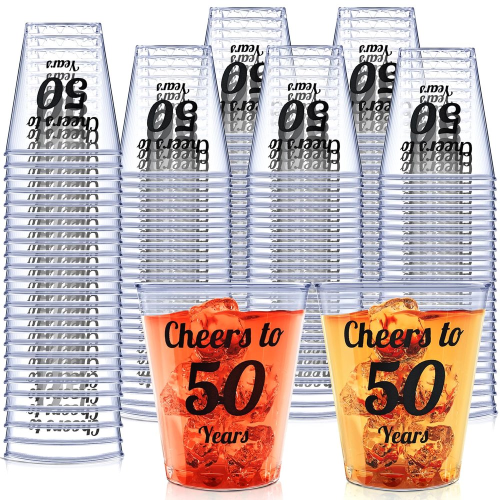110PCS Cheers to 50 Years Shot Glasses 2oz Disposable Cups, 50th Birthday Party Favors for Her and Him Women Men Anniversary Wedding Decorations, 50th Party Favors for Guests, Class Reunion Favors