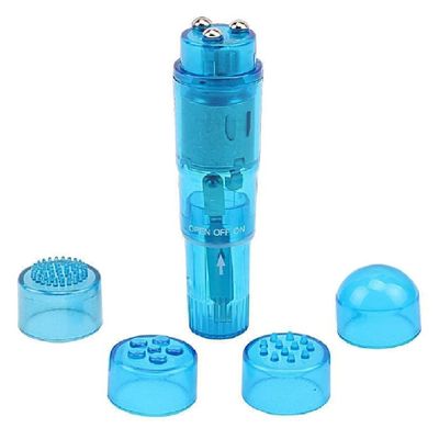 Finever Small Mini Massager Portable Pen for Body Face, Neck, Head,Back Massage with 4 Heads (1PC Blue)