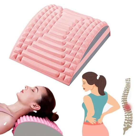 ADHMETOP Neck and Back Stretcher, Support Massager, Used to Relieve Low Back Pain, Relax and Soothe The Back and Neck, intervertebral disc herniation, Sciatica, and Relaxation Tool (Pink)
