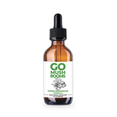 GO Mushrooms Super Mushroom Tincture Supplements - Dual Extracted Multi Mushroom 4-in-1 Fruiting Body - Stress & Nervous System Support - 2 fl oz (60 Servings)*