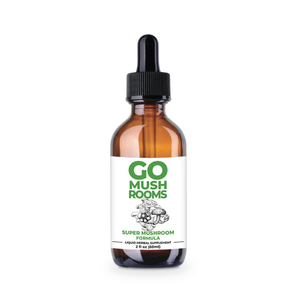 GO Mushrooms Super Mushroom Tincture Supplements - Dual Extracted Multi Mushroom 4-in-1 Fruiting Body - Stress & Nervous System Support - 2 fl oz (60 Servings)*