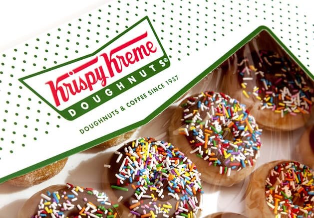 Krispy Kreme Chocolate Iced Glazed Doughnut With Sprinkles Donuts One Dozen