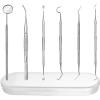 6 Pieces Dental Tools Set, Professional Stainless Steel Dental Hygiene Cleaning Kit with Case, Including Dental Mirror, Plaque Tartar Remover for Teeth, Tweezers, Probe, and Pick Scaler for Oral Care view 1