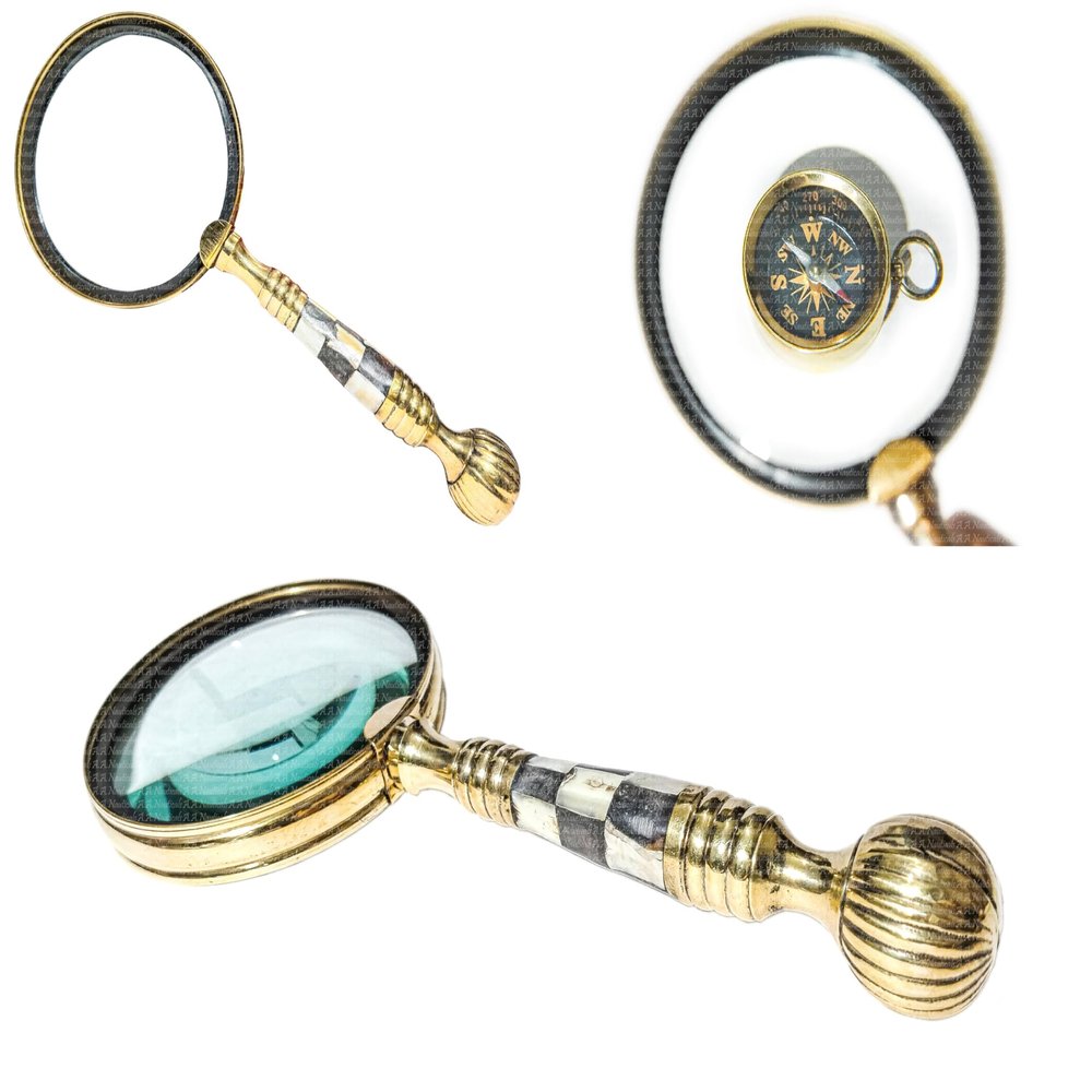 10X Large Solid Magnifying Glass with Bone & Brass Handle | Gifts for Boys Girls Dad Mom Seniors, Anniversary Birthday, Halloween Dcor - A.A.Nauticals - A.A.Nauticals