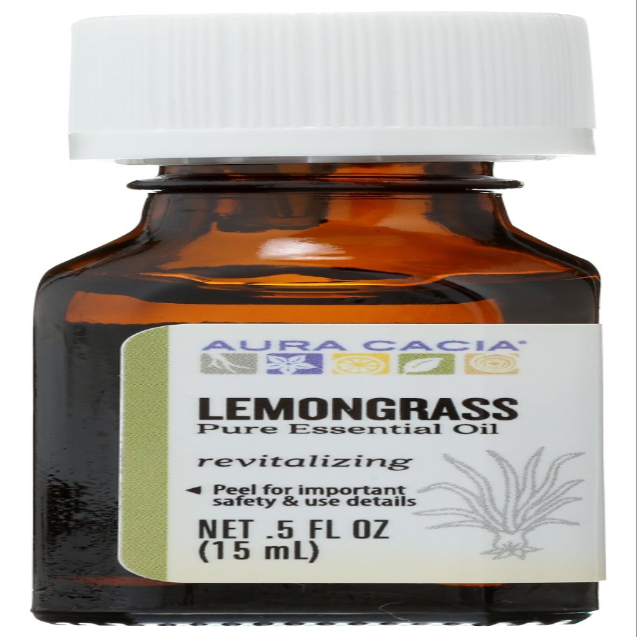 Aura Cacia Lemongrass Essential Oil, Vegan, 0.5 Fluid Ounces (Pack Of 1)
