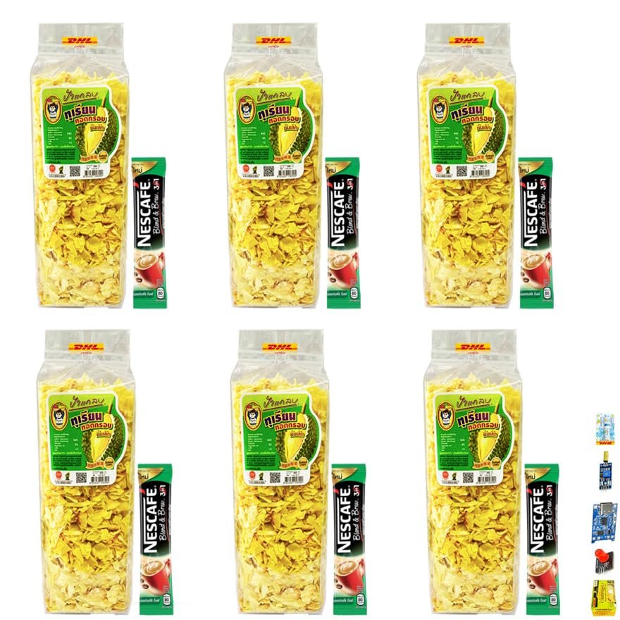 500g SHIPPING BY DHL Paglab Durian Fried Chips Crispy Monthong Original OTOP Thailand Fruit Exotic Healthy Snack Vegan Set 6 Pcs By Beautygoodshop [Get Free For You Beauty Gifts]