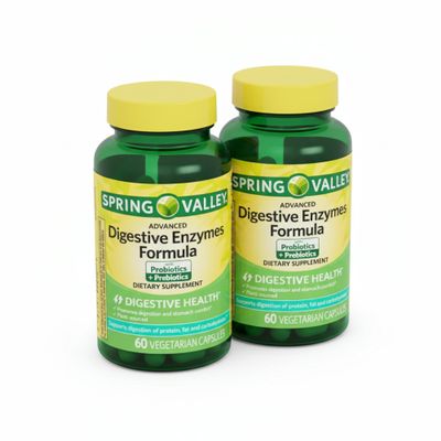 Unique Bundle Store Digestive Enzymes  60 Vegetarian Capsules, Enzimas Digestivas with Probiotics and Prebiotics, Enzymes for Digestion, Daily Digestive Health Supplement (Pack of 2)