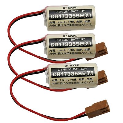 RUNAAJA (3-Pack) CR17335SE 3V 1800mAh Non-Rechargeable Lithium Cell for Industrial and Memory FDK CR17335SE 3V with Brown Plug