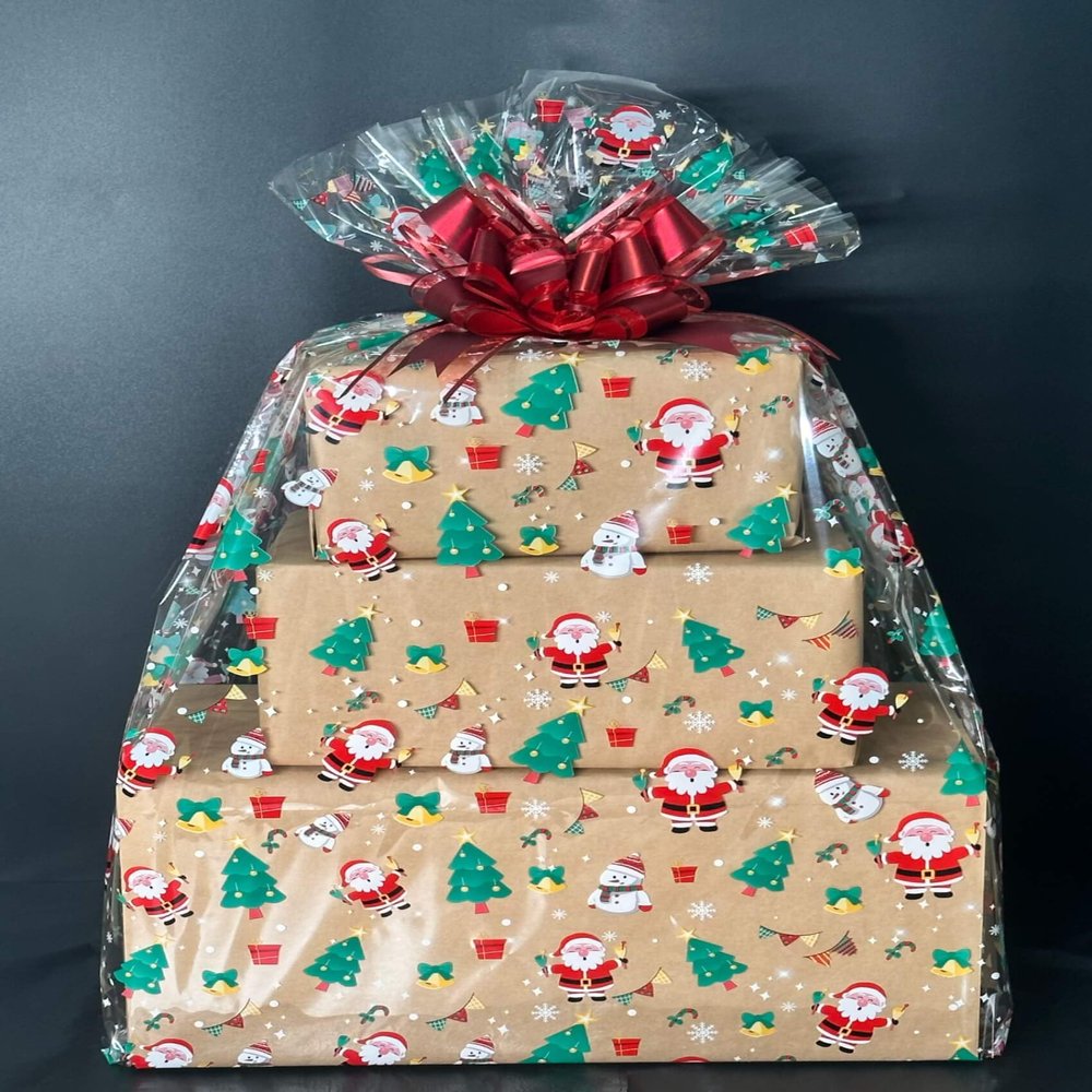 shareluck 24" x 30" Christmas Cellophane Gift Bags Large Holiday Gift WrapClear Gift Basket Wrapping Plastic - 2.5MIl Thicker Clear Basktes bags Large- Cello Bags (10 Pcs)