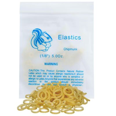 100 Pack Orthodontic Elastics Dental Rubber Bands Intraoral Elastic Bands Blue Chipmunk (Medium, 5 Oz, 1/8'')