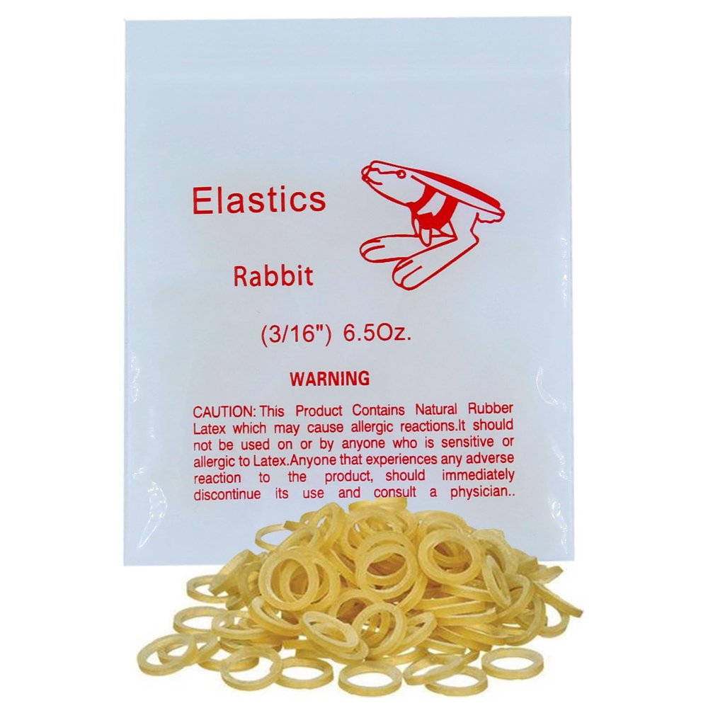 100 pack Orthodontic Elastics Dental Rubber Bands Intraoral Elastic Bands Red Rabbit (Heavy, 6.5 Oz, 3/16'')