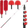 7-24 FT Extension Pole with 2 Outdoor Cobweb Brushes, 30 FT High Reach Ceiling Fan Cleaner Duster for Home, 24 FT Extendable Pole with 4 Pcs Dusting Tools, Cubweb Dusters, Feather Dusters, Fan Duster view 1