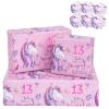 RUSPEPA Birthday Wrapping Paper Sheets with 13 Year Old Pink Pattern Great for Birthday Gift Wrap, 6 Fold on Sheets Each Set, 27 inches x 19 inches view 1