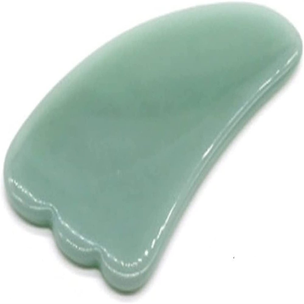 AMHIL Gua sha Scraper Board Natural Jade Guasha Stone Board Facial Eye Guasha Plate Jade Face Massager Scraper Tool for Face Neck Back Body Pressure Therapy Massage Tool Set (Color : 2)