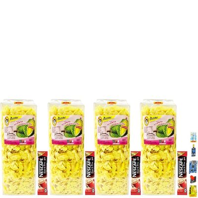 500g Paglab Durian Fried Chips Crispy Monthong Intense Sweet-Salt Flavor OTOP Thailand Fruit Exotic Snack Vegan SHIPPING BY DHL (Packs of 4) By Beautygoodshop [Get Free For You Beauty Gifts]