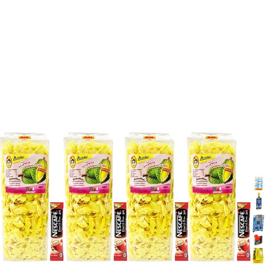 500g Paglab Durian Fried Chips Crispy Monthong Intense Sweet-Salt Flavor OTOP Thailand Fruit Exotic Snack Vegan SHIPPING BY DHL (Packs of 4) By Beautygoodshop [Get Free For You Beauty Gifts]
